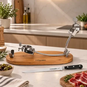 Soporte Jamonero Giratorio Plegable + Cuchillo Jamonero 25 cms.